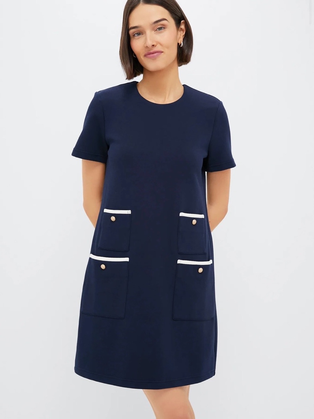 Tuckernuck Navy Short Sleeve Francoise Dress Size Small